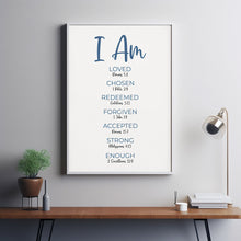 I Am Bible Verse Affirmations Poster Wall Art, Boy Christian Nursery Decor, Positive Christian Scripture Affirmations  Print