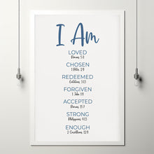 I Am Bible Verse Affirmations Poster Wall Art, Boy Christian Nursery Decor, Positive Christian Scripture Affirmations  Print