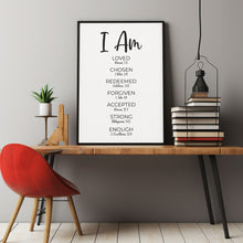 I Am Bible Verse Affirmations Poster Wall Art, Positive Christian Scripture Affirmations Poster, Neutral Christian Nursery Decor
