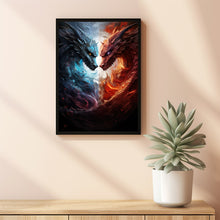 Ice and Fire Dragons Wall Art - Epic Fantasy Dragons Poster - Mystical Ice and Fire Art - Perfect Gift for Dragon Lover