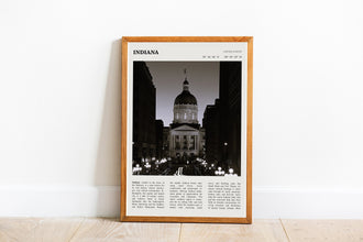 Indiana State Wall Art Poster Poster Indiana State  Black White Poster  Poster  Art Gift 1681288984