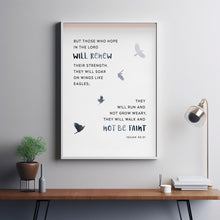 Isaiah 40:31 NIV 'Soar On Wings Like Eagles' Christian Art Poster - Uplifting Bible Verse Wall Decor for Renewed Strength