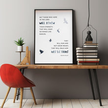 Isaiah 40:31 NIV 'Soar On Wings Like Eagles' Christian Art Poster - Uplifting Bible Verse Wall Decor for Renewed Strength