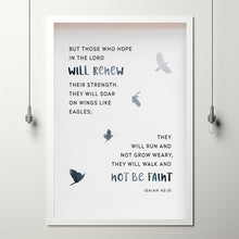 Isaiah 40:31 NIV 'Soar On Wings Like Eagles' Christian Art Poster - Uplifting Bible Verse Wall Decor for Renewed Strength