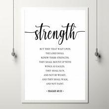 Isaiah 4031, Those who wait on the LORD Shall renew their strength, Minimal Bible Verse Poster, Scripture Wall Art for Christian Home