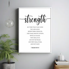 Isaiah 4031, Those who wait on the LORD Shall renew their strength, Minimal Bible Verse Poster, Scripture Wall Art for Christian Home