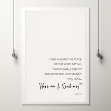 Isaiah 68 Here Am I Send Me Modern Bible Verse Poster Wall Art, Minimalist Christian Scripture Decor Poster, Missionary Gift