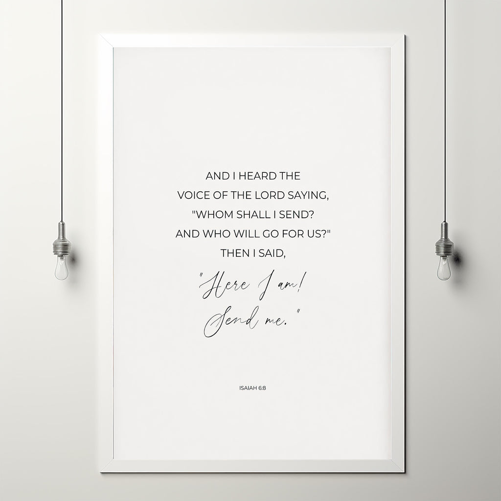 Isaiah 68 Here I Am Send Me Minimalist Bible Verse Poster Wall Art Mo Isaiah 68 here i am send me minimalist bible verse poster wall art mo