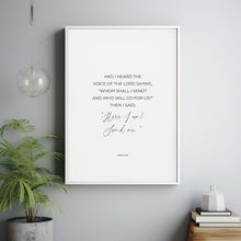 Isaiah 68 Here I Am Send Me Minimalist Bible Verse Poster Wall Art, Modern Christian Scripture Decor Poster, Missionary Gift