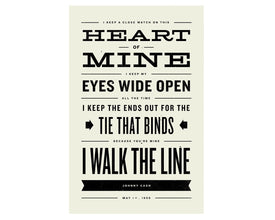 JOHNNY CASH Inspired, Walk The Line Lyric Poster - 11 x17 Typography Art Print, Modern Poster, Retro Home, Vintage, Country Music 97741840