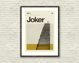 JOKER Art Print Poster, Stairs, Joaquin Phoenix, 20x28 Lithograph Art Print, MidCentury Modern, Swiss, Helvetica 856672842