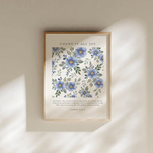 James 12-4, Count It All Joy Bible Verse Print, Christian Wall Art, Minimalist Floral Christian Poster, Encouraging Christian Posters 1590723325