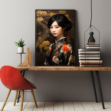 Portrait Poster of a Japanese Young Woman with Short Hair - Elegant and Contemporary Art