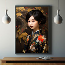 Portrait Poster of a Japanese Young Woman with Short Hair - Elegant and Contemporary Art