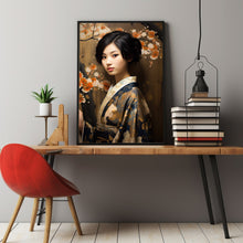 Portrait Poster of a Japanese Young Woman with Short Hair - Elegant and Contemporary Art