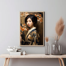 Portrait Poster of a Japanese Young Woman with Short Hair - Elegant and Contemporary Art