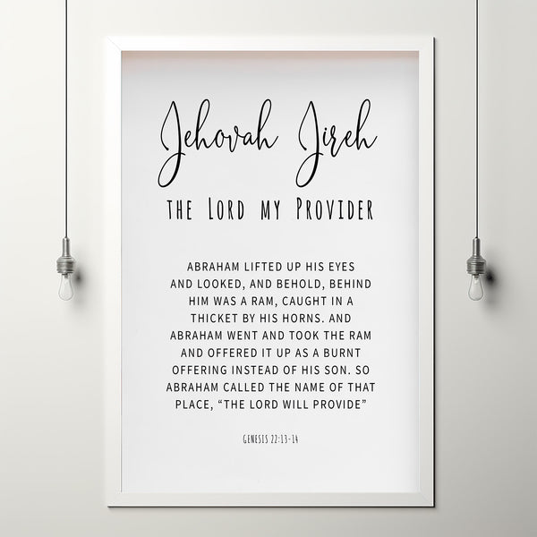 Jehovah Jireh, The Lord My Provider Bible Verse Poster - Inspirational Christian Decor for Faith and Trust
