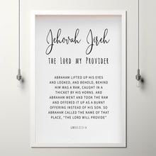 Jehovah Jireh, The Lord My Provider Bible Verse Poster - Inspirational Christian Decor for Faith and Trust