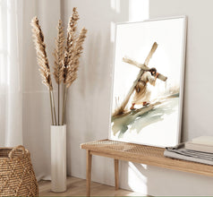 Jesus Carries Cross Wall Art Poster Print You Will Be with Me in Paradise Gift Watercolor Print Trendy Living Room Home Easter Print Canvas 1655640299