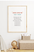 Jesus Loves Me This I Know, Christian Nursery Wall Art, Christian Preschool Decor, Sunday School Decor Poster Hymn Sign 1496232755