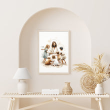 Jesus Playing with Children Watercolor Wall Art Poster Kids Bible Art Scene Modern Boho Christian Scripture Gift Canvas Print Easter Print 1660664112