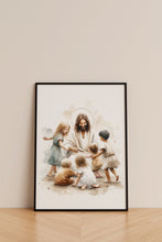 Jesus Playing with Children Watercolor Wall Art Poster Kids Bible Art Scene Modern Boho Christian Scripture Gift Canvas Print Easter Print 1660664112