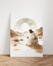Jesus Prays in the Desert Canvas Wall Art Poster Holy Bible Art Birthday Gift Watercolor Christian Print Trendy Living Room Home Decor Frame 1656272425