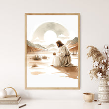 Jesus Prays in the Desert Canvas Wall Art Poster Holy Bible Art Birthday Gift Watercolor Christian Print Trendy Living Room Home Decor Frame 1656272425