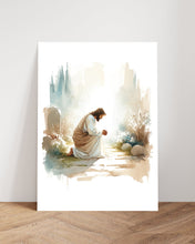 Jesus Prays in the Garden of Gethsemane Holy Bible Verse Canvas Wall Art Poster Gift Watercolor Boho Christian Scripture Print Easter Print 1674821307