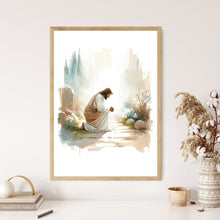 Jesus Prays in the Garden of Gethsemane Holy Bible Verse Canvas Wall Art Poster Gift Watercolor Boho Christian Scripture Print Easter Print 1674821307