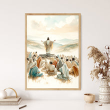 Jesus Sermon on the Mount Canvas Wall Art Poster Holy Modern Bible Scene Art Gift Watercolor Boho Christian Scripture Print Easter Print 1704454805
