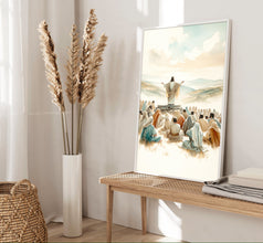 Jesus Sermon on the Mount Canvas Wall Art Poster Holy Modern Bible Scene Art Gift Watercolor Boho Christian Scripture Print Easter Print 1704454805
