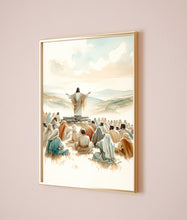 Jesus Sermon on the Mount Canvas Wall Art Poster Holy Modern Bible Scene Art Gift Watercolor Boho Christian Scripture Print Easter Print 1704454805