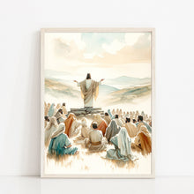 Jesus Sermon on the Mount Canvas Wall Art Poster Holy Modern Bible Scene Art Gift Watercolor Boho Christian Scripture Print Easter Print 1704454805