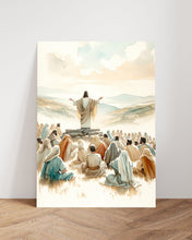Jesus Sermon on the Mount Canvas Wall Art Poster Holy Modern Bible Scene Art Gift Watercolor Boho Christian Scripture Print Easter Print 1704454805
