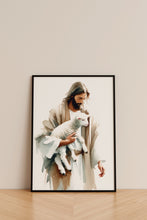 Jesus With the Lamb Canvas Wall Art Poster Holy Bible Art Birthday Gift Watercolor Boho Christian Print Trendy Living Room Home Decor Frame 1642109676