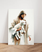Jesus With the Lamb Canvas Wall Art Poster Holy Bible Art Birthday Gift Watercolor Boho Christian Print Trendy Living Room Home Decor Frame 1642109676