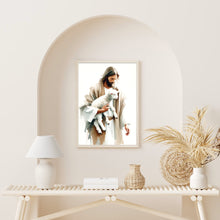 Jesus With the Lamb Canvas Wall Art Poster Holy Bible Art Birthday Gift Watercolor Boho Christian Print Trendy Living Room Home Decor Frame 1642109676