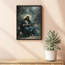 Jesus and a sparrow Muted Watercolor Poster, Christian Painting, Modern Christian Art, Bible Verse Wall Art, Jesus Painting