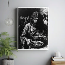 Jesus feeding the 5000 with the text Hungry Poster, Jesus Wall Art, Jesus Decor