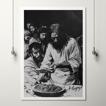 Jesus feeding the 5000 with the text Hungry Poster