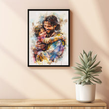 Watercolor Painting of Jesus Holding a Boy, Christ's Embrace Print, Christian Nursery Decor, Lds Baptism Gift for Boy, Bible Wall Art 1