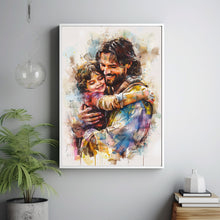 Watercolor Painting of Jesus Holding a Boy, Christ's Embrace Print, Christian Nursery Decor, Lds Baptism Gift for Boy, Bible Wall Art 1