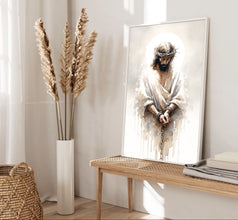 Jesus in Chains The Crucifixion Poster Bible Wall Art Boho Modern Minimalist Christian Gift Watercolor Scripture Canvas Print Easter Print 1660677704