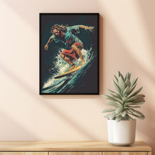 Jesus Surfer Poster Cool Retro Surfing Wall Art Funny Jesus 90s Poster Revolution Retro Surfing  Poster Summer Beach