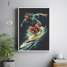 Jesus Surfer Poster Cool Retro Surfing Wall Art Funny Jesus 90s Poster Revolution Retro Surfing  Poster Summer Beach
