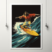 Surfing Jesus Poster - if Jesus lived today Wall Art for Print Cool Contemporary Interior Home Decor