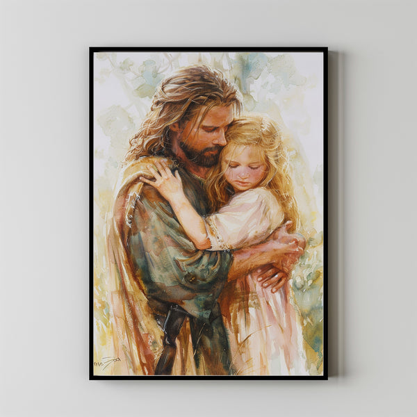 A New Day, Christian Art, Jesus with Girl, Jesus Portrait Painting, Poster Jesus Art, Bible Painting, Good Shepherd Art, Jesus With Children