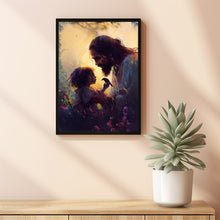 CHRISTIAN ART, Christ with child Poster painting of Jesus, Christ and Children, wall art poster print, Christ oil painting 1