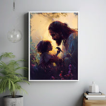 CHRISTIAN ART, Christ with child Poster painting of Jesus, Christ and Children, wall art poster print, Christ oil painting 1